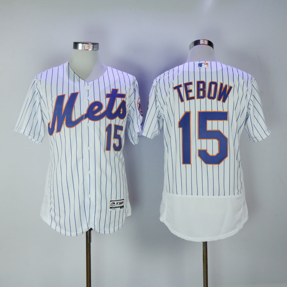 Men New York Mets #15 Tebow White Elite MLB Jerseys